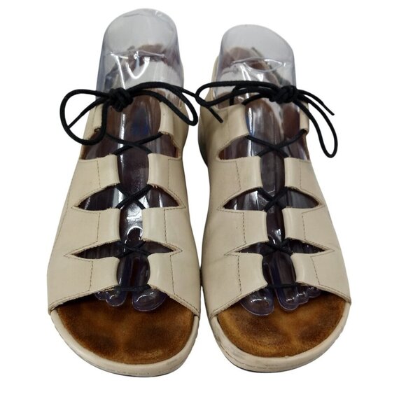 Wolky Kite Ghillie Lace Up Comfort Sandals Size 39 US 8 Beige Leather Adjustable - Picture 3 of 14
